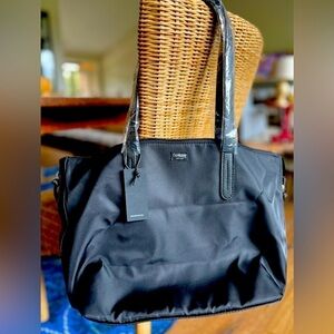 NWT Botkier Large Black Nylon Zipper Close Shoulder Bag Carry-All Tote